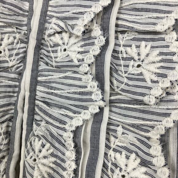 NWOT REBECCA TAYLOR Top 2 Striped Ruffle Eyelet Bib Sleeveless - Picture 4 of 7